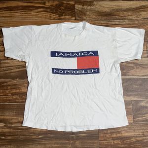 Women's Jamaica No Problem Tommy Hilfiger Flag Graphic White T-Shirt Size XL